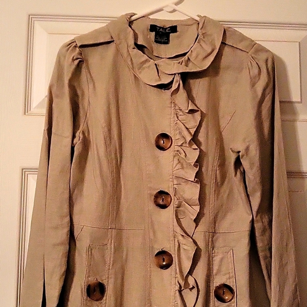 Linen blend long jacket